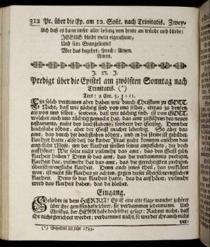Predigt über die Epistel am zwölften Sonntag nach Trinitatis.