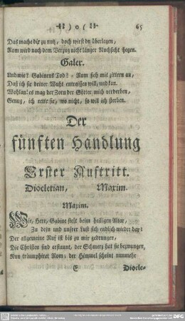 Der fünften Handlung Erster Auftritt