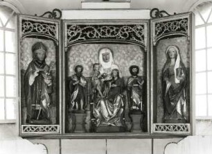 Oppelhain. Dorfkirche, Flügelaltar, Holz geschnitzt, farbig gefasst, um 1500