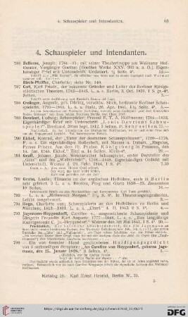 4. Schuspieler und Intendanten (Nr. 786 - 817)