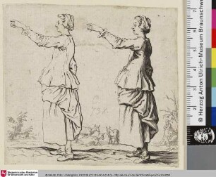 [Bäuerin, jeweils im Profil gesehen; Deux figures de la même femme tournée de profil]