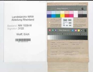 Entnazifizierung Erich Wolff , geb. 10.08.1905 (Studienrat)