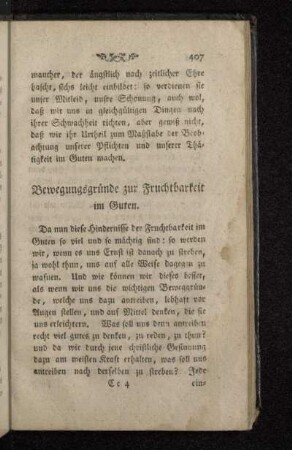 Bewegungsgründe zur Fruchtbarkeit im Guten.