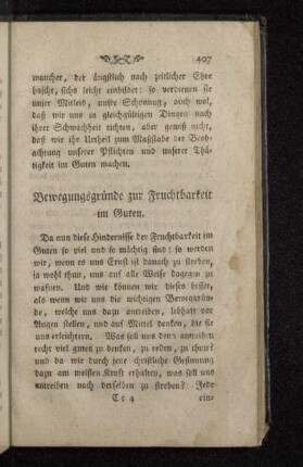 Bewegungsgründe zur Fruchtbarkeit im Guten.