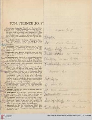 Ton, Steinzeug, Steingut, Fayence (Nr. 1-32)