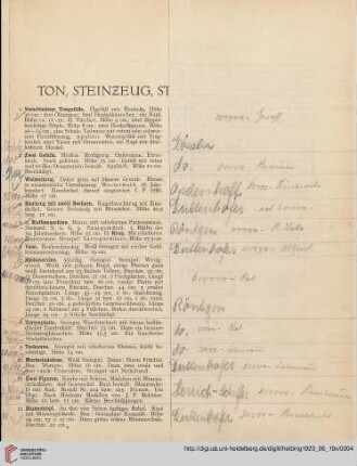 Ton, Steinzeug, Steingut, Fayence (Nr. 1-32)