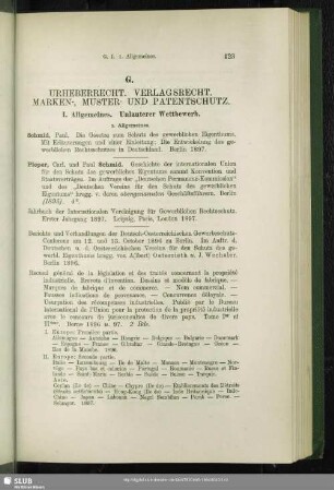 G. Urheberrecht. Verlagsrecht. Marken- Muster- Und Patentschutz