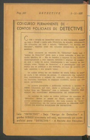 Concurso permanente de contos policiaes de Detective