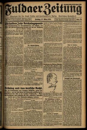 Erste Ausgabe vom Freitag, den 27. März 1931.
