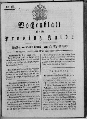 Nr. 16, Ausgabe vom 16. April 1825