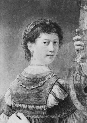Rembrandt: Selbstbildnis mit Saskia, um 1635-1639 : Ausschnitt aus dem Gemälde