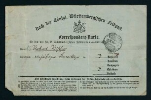 Correspondenz-Karte vom 16. März 1871