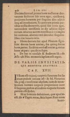De Variis Inusitatisque Hominum Staturis. Cap. XVII.