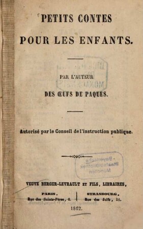 Petits contes pour les enfants : Par l'auteur des Oeufs de Pâques