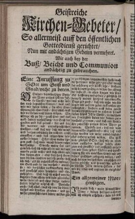 Eine Anruffung zu Gott um Geist und Gnad/ recht zu beten. - Ermahnung an die Communicanten.