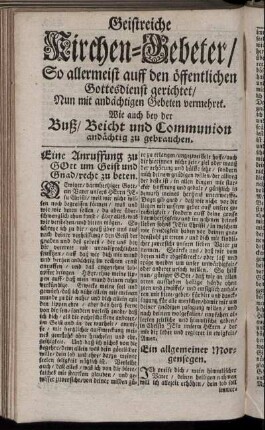 Eine Anruffung zu Gott um Geist und Gnad/ recht zu beten. - Ermahnung an die Communicanten.