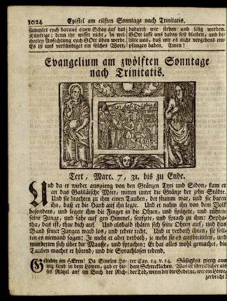 Evangelium am zwölften Sonntage nach Trinitatis ... Text, Marc. 7, 31. bis zu Ende