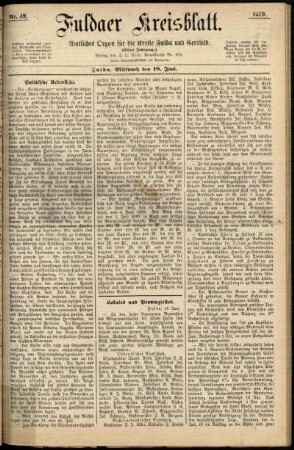 Ausgabe vom Mittwoch, den 18. Juni 1879.