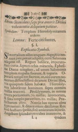 Divus Stanislaus saepe prae amoris Divini vehementia deliquium patitur
