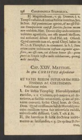 Cap. XXIV. Matthaei. In quo Christus describitur ...