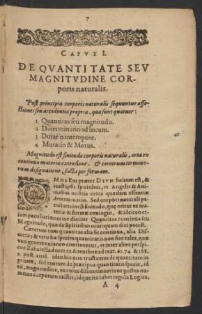 Caput I. De Quantitate Seu Magnitudine Corporis naturalis.