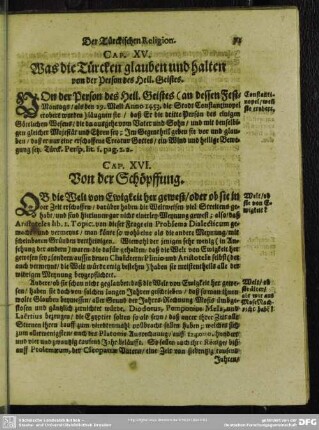 Cap. XVI. Von der Schöpffung