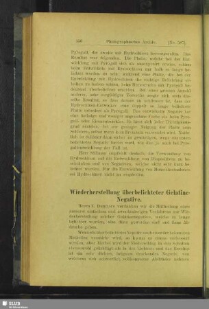 Wiederherstellung überbelichteter Gelatine-Negative