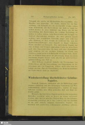 Wiederherstellung überbelichteter Gelatine-Negative
