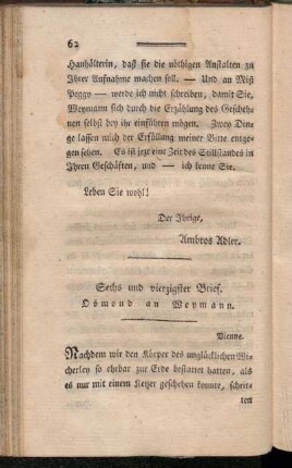 Sechs und vierzigster Brief. Osmond an Weymann.