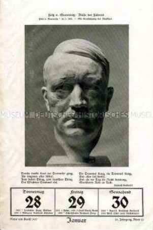 Kalenderblatt mit Abbildung einer Hitler-Büste von Fritz von Graevenitz