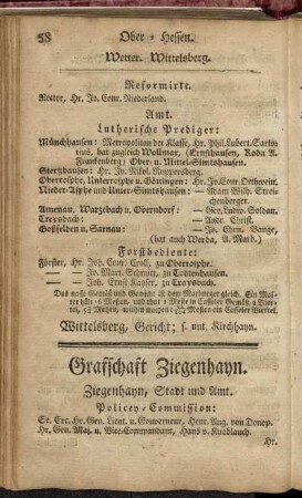 Grafschaft Ziegenhayn.