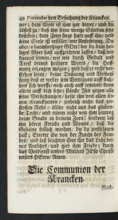 Die Communion der Krancken.
