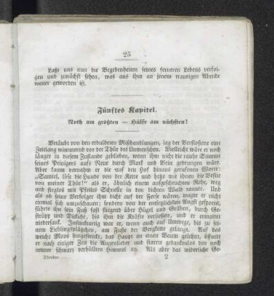 Fünftes Kapitel. Noth am größten - Hülfe am nächsten!
