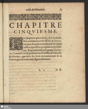 Chapitre Cinquiesme