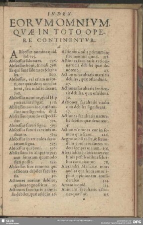 Index Eorum Omnium, Quae In Toto Opere Continentur