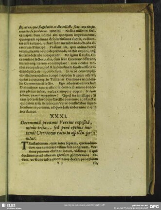 XXXI. Oeconomia prooemii Verrini exposita, minùs trita, sed penè optima imitandi Ciceronem ratio in aspectu ponitur