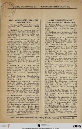 Adel, Genealogie, Heraldik, Ordenswesen (Nr. 1-13)