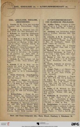 Adel, Genealogie, Heraldik, Ordenswesen (Nr. 1-13)