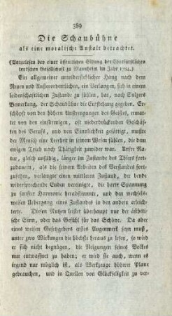 Die Schaubühne als eine moralische Anstalt betrachtet