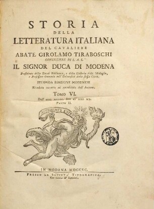 Storia della letteratura italiana. 6. Dall'anno 1400 fino all'anno 1500. 2