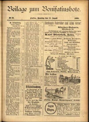 Zweite Ausgabe vom Sonntag, den 13. August 1899.