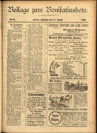 Zweite Ausgabe vom Sonntag, den 13. August 1899.