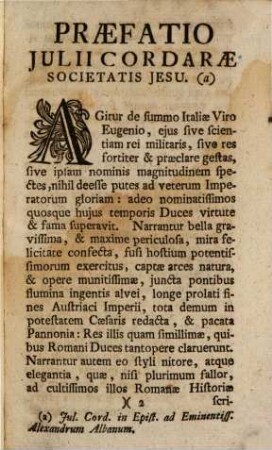 Guidonis Ferrarii Societatis Jesu De Rebus Gestis Eugenii Principis Sabaudi Bello Pannonico Libri III. : Editio, post Italicam, & Batavicam, Quarta; Apud Germanos Altera