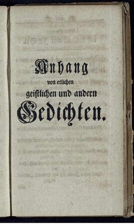 Anhang von etlichen Geistlichen und andern Gedichten.
