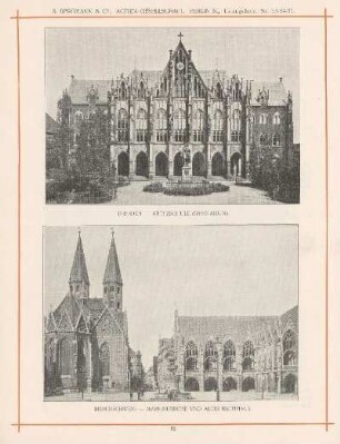 Dresden - Kreuzschule (Gymnasium) ; Braunschweig - Martinikirche und Altes Rathhaus
