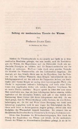 XVI. Beitrag zur mechanischen Theorie der Wärme.