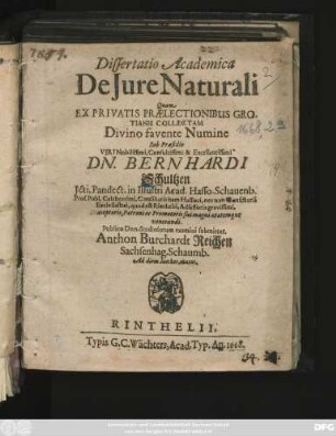 Dissertatio Academica De Iure Naturali