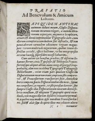 Præfatio Ad Benevolum & Amicum Lectorem.