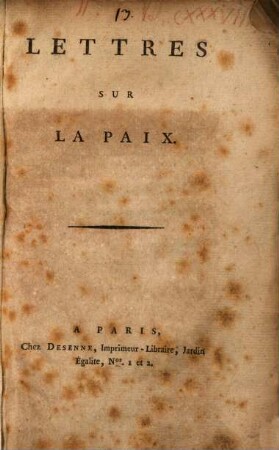 Lettres Sur La Paix