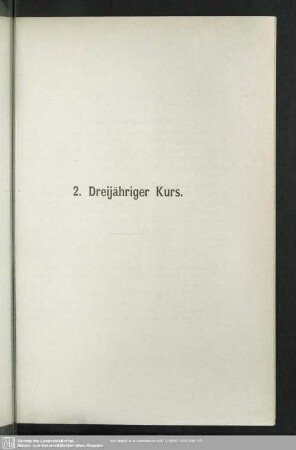 2. Dreijähriger Kurs in Alt- und Neustadt